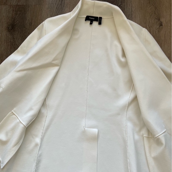 Theory Etiennette Knit Blazer White Jacket Womens Medium M Summer Officewear - Picture 10 of 12